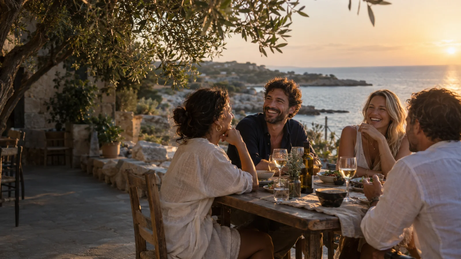 Fictional scene illustrating island life